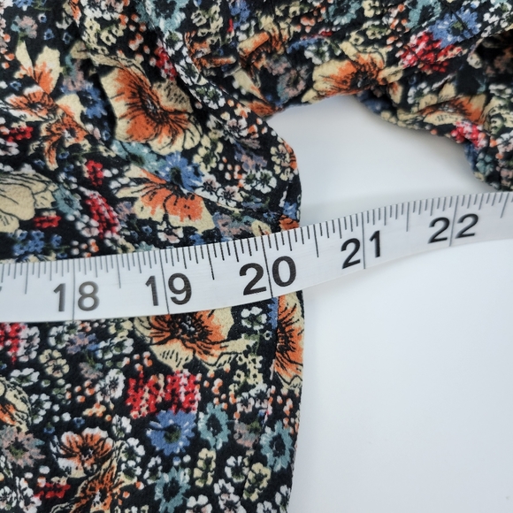 Knox Rose Womens Blouse Large Floral Peasant Long Sleeve Back Tassel Tie Neck - Picture 10 of 15